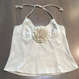 Cream Bustier With Rosette and Spaghetti Straps - sz 4